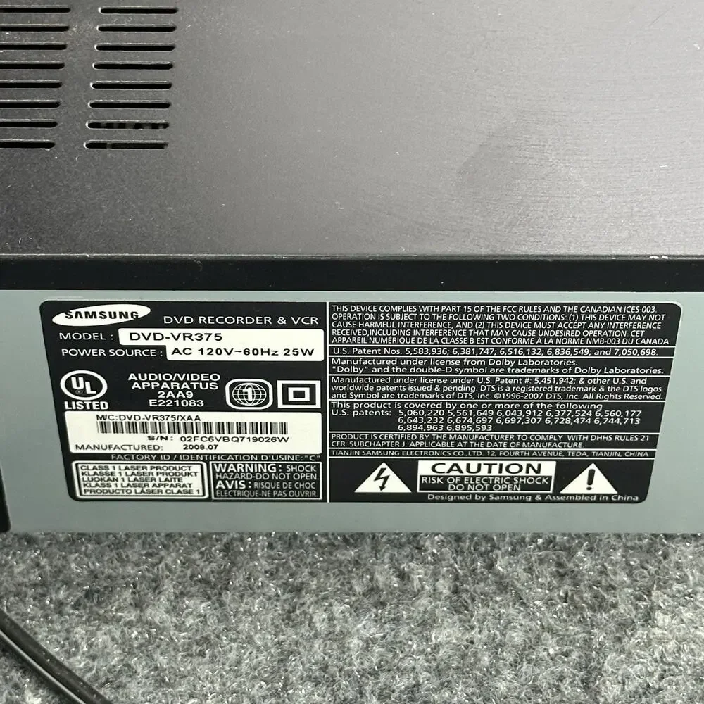 Samsung DVD-VR375 Full HD Dual DVD-Recorder/VCR Video Recorder *READ* No Remote!